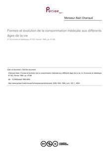 Formes et évolution de la consommation médicale aux différents âges de la vie - article ; n°1 ; vol.163, pg 47-66