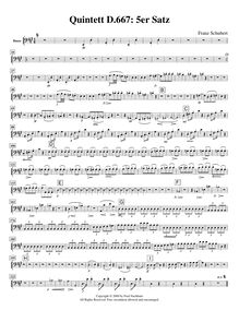 Partition contrebasse, quintette pour Piano et violon, viole de gambe, violoncelle et contrebasse par Franz Schubert