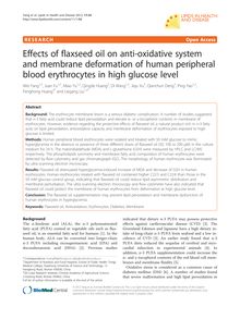 Effects of flaxseed oil on anti-oxidative system and membrane deformation of human peripheral blood erythrocytes in high glucose level
