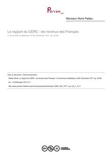 Le rapport du CERC : les revenus des Français - article ; n°1 ; vol.95, pg 83-86