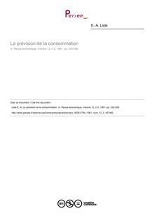 La prévision de la consommation - article ; n°2 ; vol.12, pg 330-358