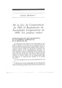 De la Ley de Cooperativas de 1942 al Reglamento de Sociedades Cooperativas de 1978: Un análisis crítico