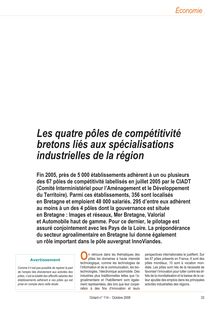 Les quatre pôles de compétitivité bretons liés aux spécialisations industrielles de la région