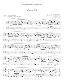 Partition I, Cantabile, L Organiste Pratique, Guilmant, Alexandre