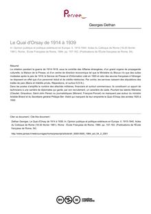 Le Quai d Orsay de 1914 à 1939 - article ; n°2 ; vol.54, pg 157-163
