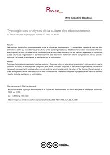 Typologie des analyses de la culture des établissements - article ; n°1 ; vol.92, pg 41-50