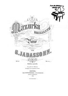 Partition complète, Mazurka Brillante, F major, Jadassohn, Salomon