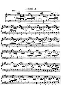 Partition Prelude et Fugue No.3 en C♯ major, BWV 872, Das wohltemperierte Klavier II par Johann Sebastian Bach