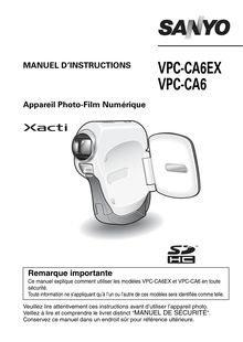 Notice Caméra vidéo numérique Sanyo  VPC-CA6EX