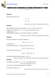 Exercices sur les équations et systèmes d équations