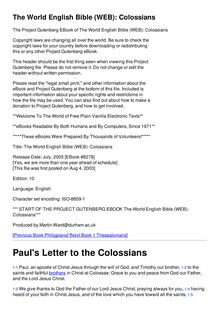 The World English Bible (WEB): Colossians