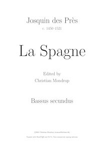 Partition Bassus secundus, La Spagne, Josquin Desprez