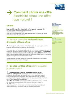 MNE CRE - Décembre 2010 - Comment choisir une offre électricité et ou  une offre gaz naturel ?