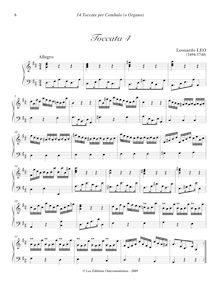 Partition Toccata 4 (D major), 14 Toccate, D major, Leo, Leonardo