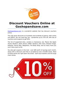 Discount Vouchers Online at Goshopandsave.com