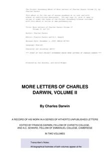 More Letters of Charles Darwin — Volume 2