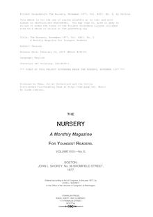 The Nursery, November 1877, Vol. XXII. No. 5 - A Monthly Magazine for Youngest Readers