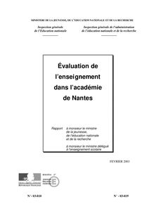 Evaluation de l enseignement dans l académie de Nantes