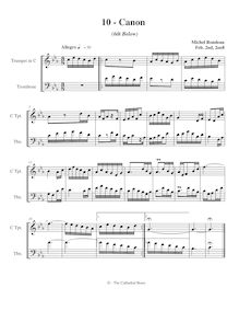 Partition Sixth en dessous, 15 Two-, partie Canons pour Brass, Rondeau, Michel