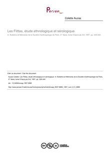 Les Flittas, étude ethnologique et sérologique. - article ; n°5 ; vol.8, pg 329-340