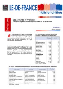 Les activités financières,    un secteur particulièrement concentré en Ile-de-France