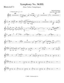 Partition cor 1, Symphony No.34, F major, Rondeau, Michel par Michel Rondeau