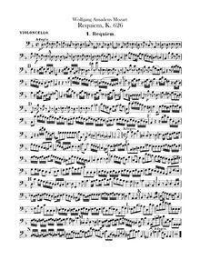 Partition violoncelles / Basses, Requiem, D minor, Mozart, Wolfgang Amadeus par Wolfgang Amadeus Mozart