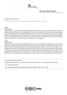 Galilée bricoleur - article ; n°1 ; vol.94, pg 85-105