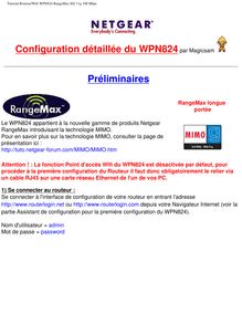 Tutorial Routeur Wifi WPN824 RangeMax 802.11g 108 Mbps