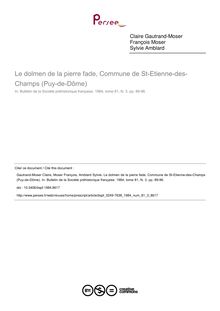 Le dolmen de la pierre fade, Commune de St-Etienne-des-Champs (Puy-de-Dôme) - article ; n°3 ; vol.81, pg 89-96