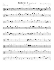 Partition ténor viole de gambe 1, alto clef, Fantasia pour 5 violes de gambe, RC 35