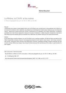 Le Rhône, la C.N.R. et les autres - article ; n°3 ; vol.55, pg 241-262