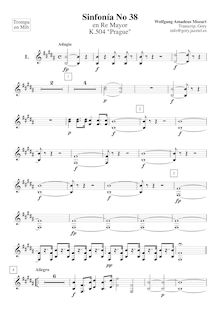 Partition cornes 1, 2 (en E♭), Symphony No.38, Prague Symphony, D major