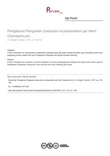 Perdjalanan Penganten (traduction et présentation par Henri Chambert-Loir) - article ; n°1 ; vol.2, pg 139-152