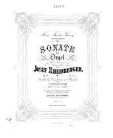 Partition complète, orgue Sonata No.5, Rheinberger, Josef Gabriel