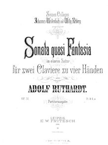 Partition complète, Sonata quasi Fantasia, Op.31, Sonata quasi Fantasie in einem Satze, für zwei Claviere zu vier Händen