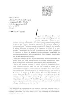Lectures Lettre au Président des Français à propos de la Côte d ...