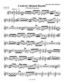 Partition violons II, Credo by Michael Haydn: A violon Concerto