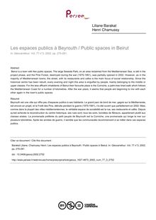 Les espaces publics à Beyrouth / Public spaces in Beirut - article ; n°3 ; vol.77, pg 275-281
