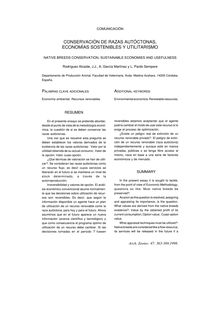 CONSERVACIÓN DE RAZAS AUTÓCTONAS, ECONOMÍAS SOSTENIBLES Y UTILITARISMO (NATIVE BREEDS CONSERVATION, SUSTAINABLE ECONOMIES AND USEFULNESS)