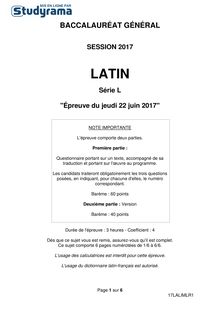 Sujet Bac L 2017 - Latin
