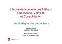 L Industrie Nouvelle des Métaux Croissance, Volatilité et ...