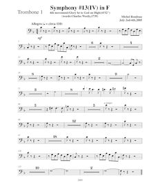 Partition Trombone 1, Symphony No.13  Chistmas Symphony , F major