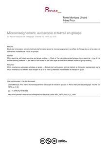 Microenseignement, autoscopie et travail en groupe - article ; n°1 ; vol.43, pg 5-30