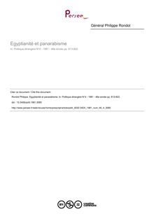 Egyptianité et panarabisme - article ; n°4 ; vol.46, pg 813-822