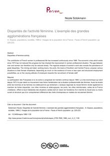 Disparités de l activité féminine. L exemple des grandes agglomérations françaises  - article ; n°2 ; vol.4, pg 225-233