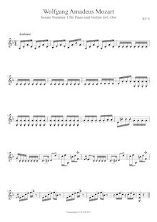 Partition , Andante, violon Sonata, Violin Sonata No.1, C major