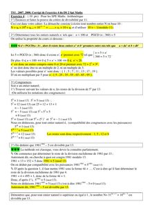 Exercice 4 : ( 10 pts) Pour les  SPE Maths. Arithmétique 1 ...