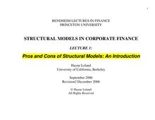 Structural models in corporate finance pros and cons of structural