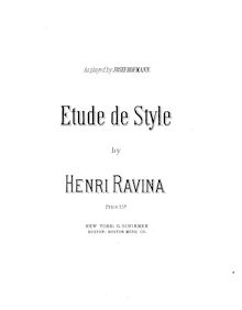 Partition Etude No.1, Études de Style et de Perfeccionnement, Ravina, Jean Henri